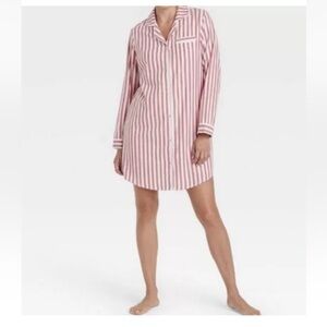 Women's Striped Perfectly Cozy Flannel Plaid NightGown - Stars Above Red M